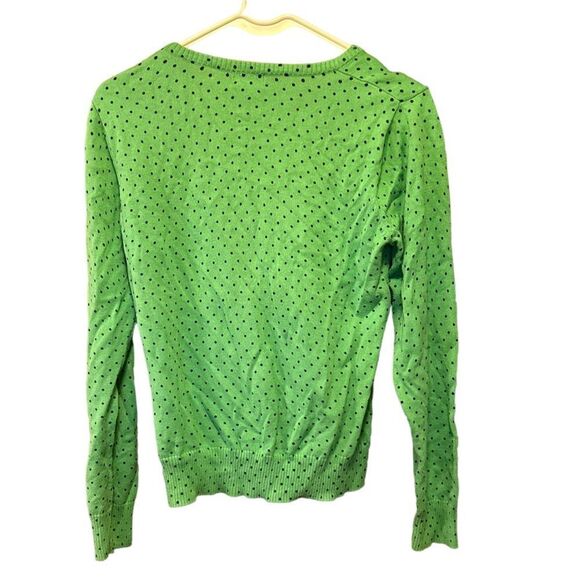 LL Bean Women's Green Cardigan Sweater Polka Dots Size Small - Picture 2 of 4